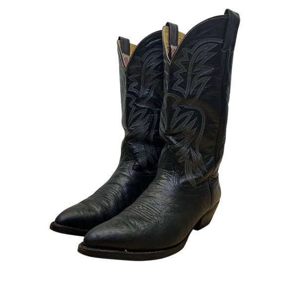 Nocona Men’s Black Leather Intricate Stitching Western Cowboy Boots Size 10 D - Picture 3 of 11